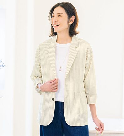 ルフラン（ルフラン）の「＜ｆｕ－ｕ＞洗える綿混サッカー素材ジャケット（その他ジャケット）」