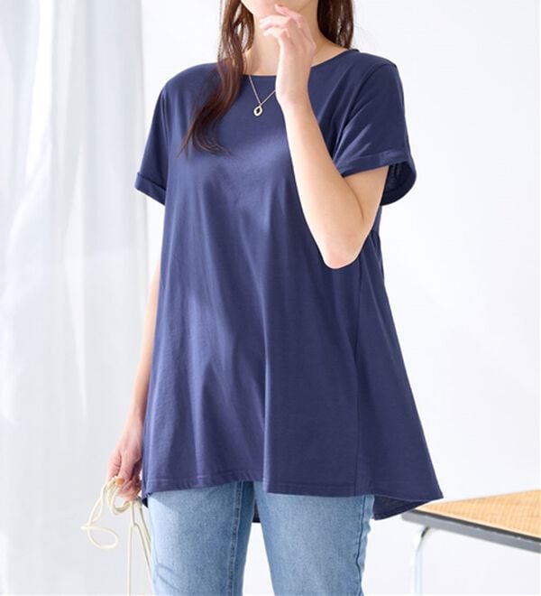 Viola e Viola（ヴィオラ エ ヴィオラ）の「すっきり魅せ切替Ａラインチュニック（チュニック）」｜詳細画像