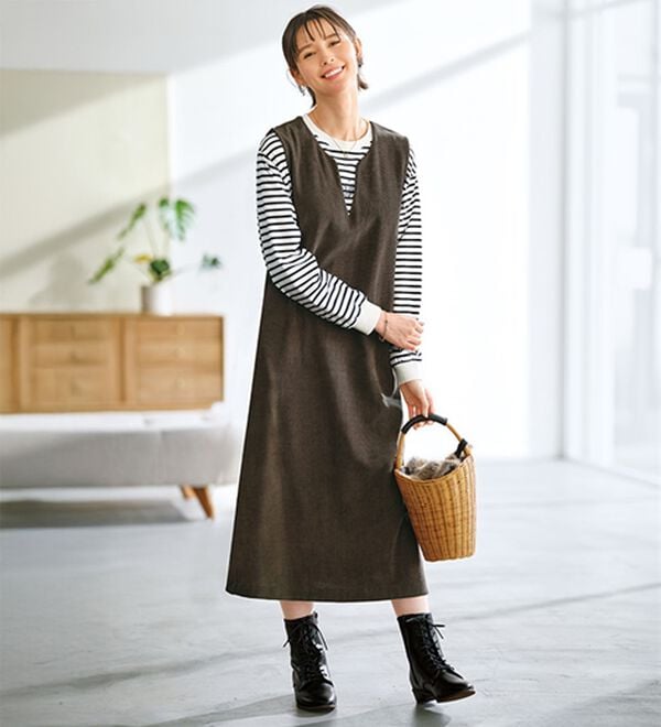 BELLUNA（ベルーナ）の「やわらかコーデュロイ素材ワンピアンサンブル（その他ワンピース）」｜詳細画像