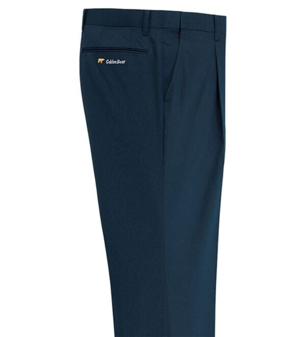 「＜ゴールデンベア＞しわになりにくい綿タッチスラックス（メンズスラックス）」｜ネイビー