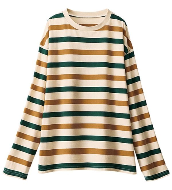 BELLUNA（ベルーナ）の「綿１００％配色ボーダープルオーバー（カットソー）」｜詳細画像