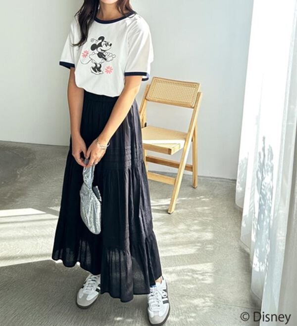 GeeRA（ジーラ）の「【Disney/ディズニー】別注/Mickey Mouse＆Minnie Mouse/リンガープリントTシャツ（カットソー）」｜詳細画像
