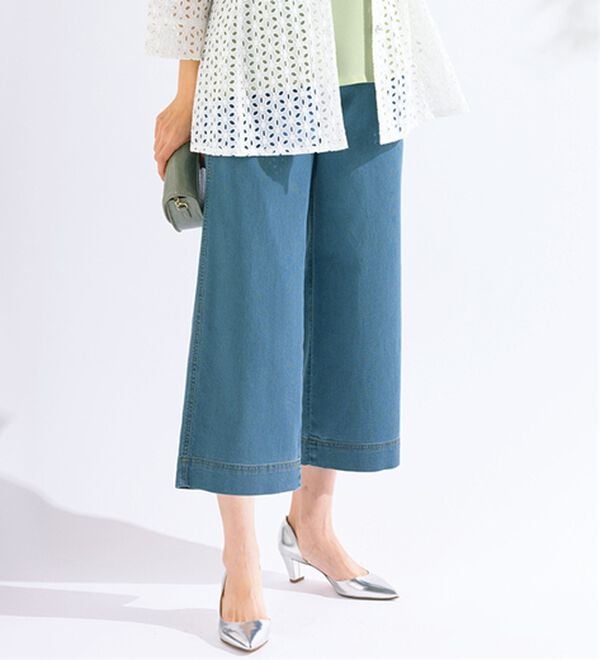 ルフラン（ルフラン）の「通気性抜群！サラサラ軽いデニムパンツ（クロップドパンツ）」｜ブルー