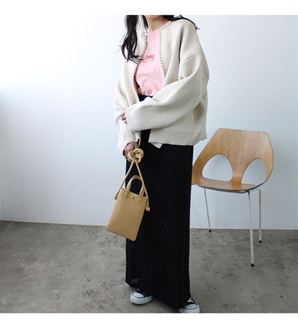 GeeRA（ジーラ）の「パール付ニットカーディガン（ニットカーディガン）」｜詳細画像