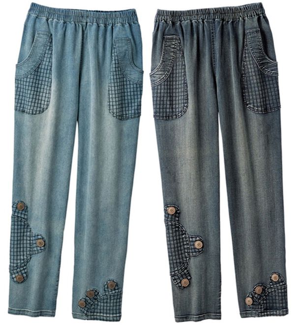 ルフラン（ルフラン）の「【２本組】ひまわりが咲く＊ゆるデニム（フルレングスパンツ）」｜2本組