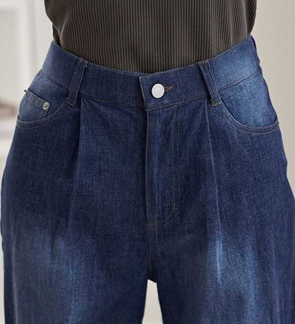 BELLUNA（ベルーナ）の「ひんやり冷感！カーブシルエットデニムパンツ（ワイドパンツ・ガウチョ）」｜詳細画像