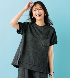 BELLUNA（ベルーナ）の「【ＳＥＪＬ】異素材切替デザインプルオーバー（カットソー）」｜杢チャコール