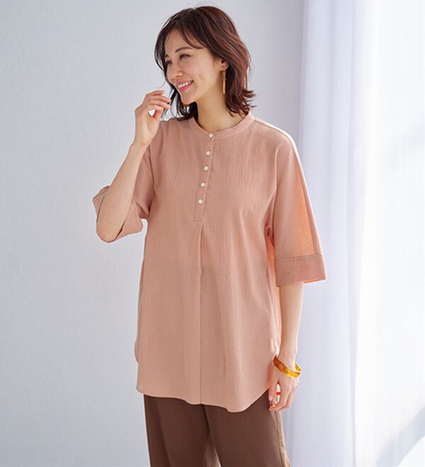 BELLUNA（ベルーナ）の「綿１００％ワッシャー素材ゆったりドルマンブラウス（ブラウス）」｜詳細画像