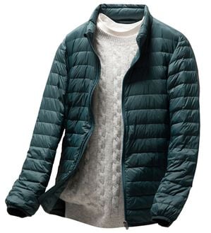 「＜シンプル＆プラス＞洗えるあったかダウンジャケット（メンズジャケット）」｜ブルーグリーン