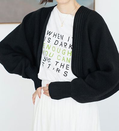 GeeRA（ジーラ）の「ふんわり柔らかニットボレロカーディガン（ニットカーディガン）」