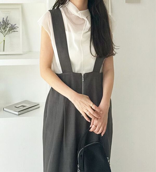 GeeRA（ジーラ）の「フロントジップハイウエストサロペット（オールインワン）」｜詳細画像