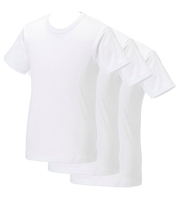 「【３枚組】サーモケア（Ｒ）綿混裏起毛インナー（メンズ肌着・インナーウェア）」｜ホワイト3枚組 半袖丸首