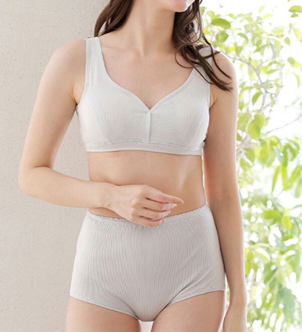 LAVIENNE（ラヴィエンヌ）の「綿１００％オーガニックコットンハーフトップブラ・リブショーツ（別売）（ブラジャー）」｜詳細画像