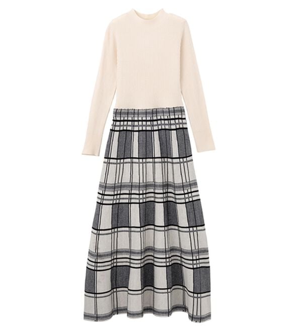 RANAN（ラナン）の「チェックジャカードニットワンピース（ニットワンピース）」｜詳細画像