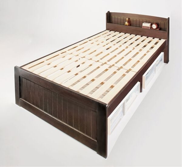 【新品未使用】ベルーナ すのこベッド 棚付き NEW高さが変えられる棚付すのこベッド ＜収納ベッド ベッド