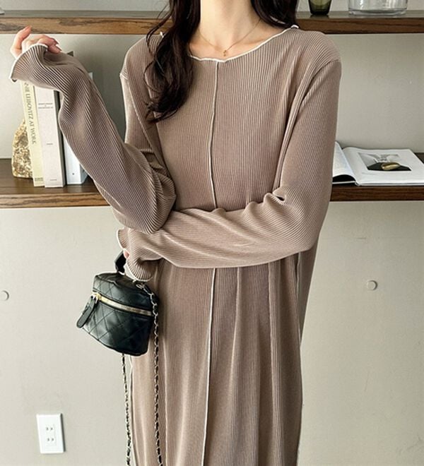 GeeRA（ジーラ）の「全骨格対応！配色プリーツワンピース（カットソーワンピース）」｜詳細画像