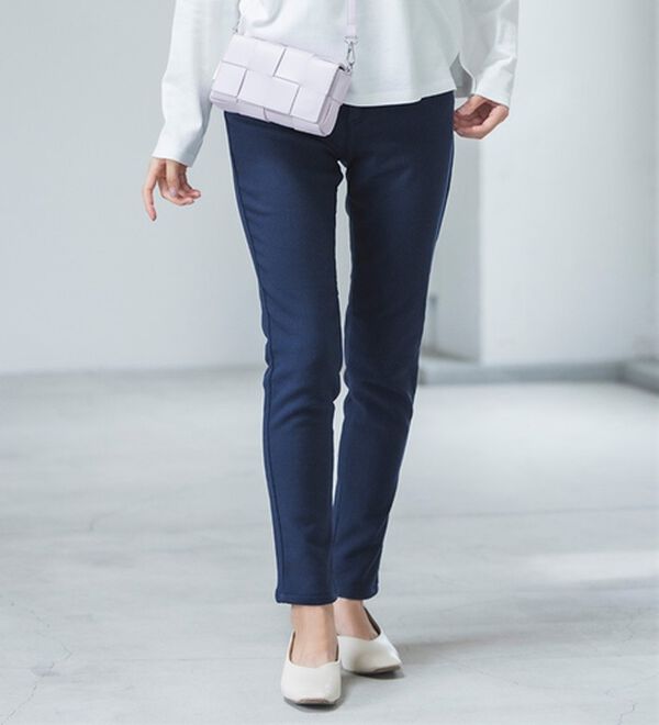 RANAN（ラナン）の「＋１０度素材！蓄熱保温裏起毛ストレッチスリムパンツ（フルレングスパンツ）」｜ネイビー