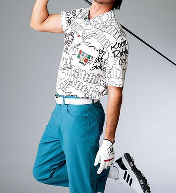 「＜ロッキーラビット＞イニシャルパターンポロシャツ（メンズポロシャツ）」｜詳細画像