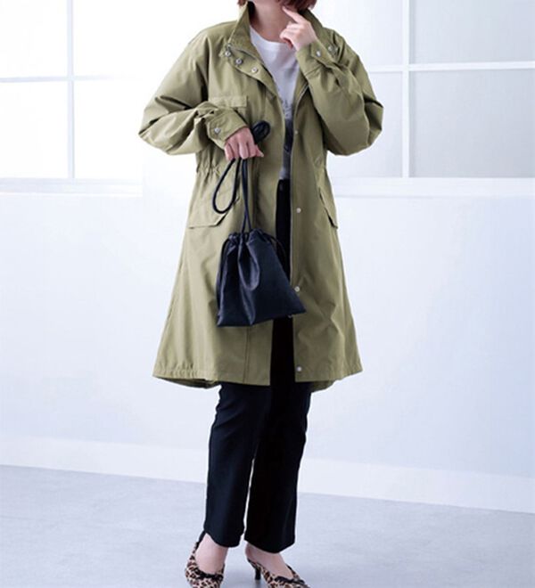 BELLUNA（ベルーナ）の「裏フリース素材スタンド衿ロング丈ブルゾン（ロングコート）」｜詳細画像