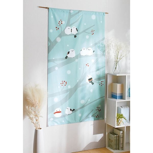 「かわいい七羽のシマエナガのれん（のれん・間仕切り・カフェカーテン）」｜詳細画像