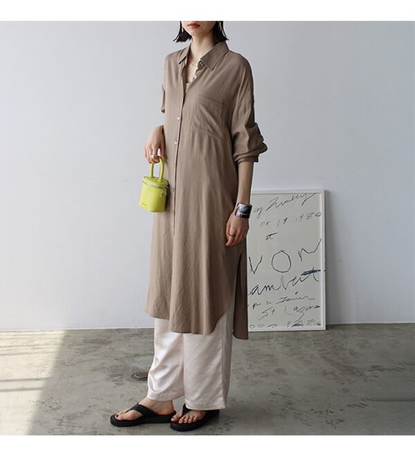 GeeRA（ジーラ）の「スリット入りロングシャツワンピース（シャツワンピース）」｜詳細画像