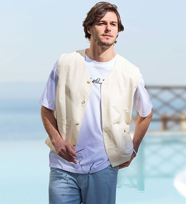 「＜アーノルド　パーマー＞麻入りジレアンサンブル＋タンブラー（メンズジャケット）」｜詳細画像