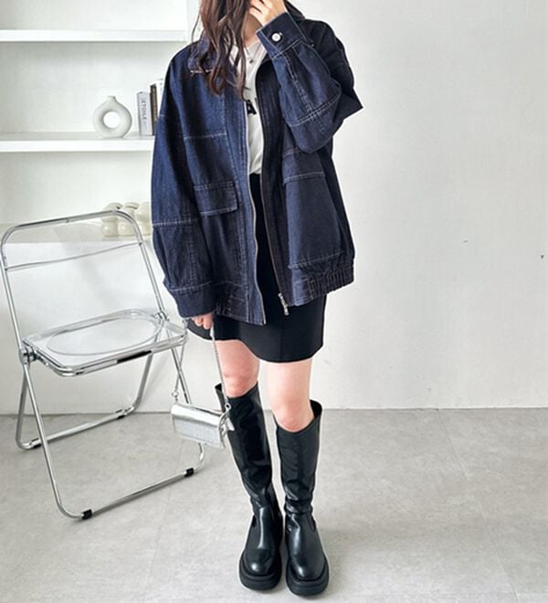 GeeRA（ジーラ）の「オーバーサイズダブルジップデニムブルゾン（ブルゾン）」｜詳細画像