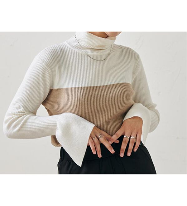 RANAN（ラナン）の「＜ムースタッチ＞洗える！バイカラータートルリブニット（ニット・セーター）」｜詳細画像