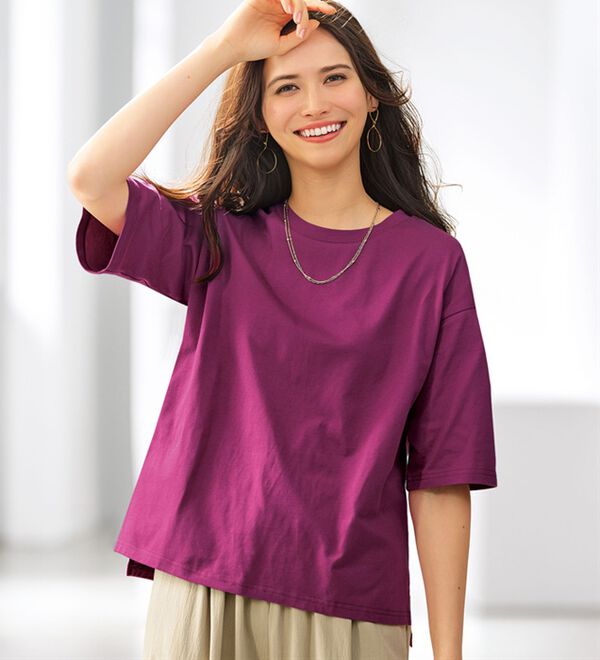 BELLUNA（ベルーナ）の「綿１００％汗染み対策短丈プルオーバー（カットソー）」｜詳細画像