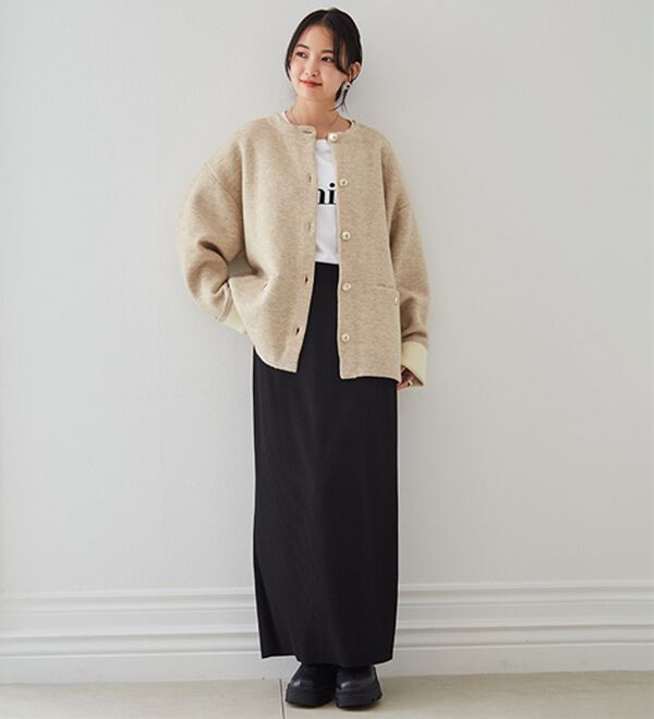 RANAN（ラナン）の「裏配色ゴールド調ボタンニットコーディガン（ニットカーディガン）」｜詳細画像