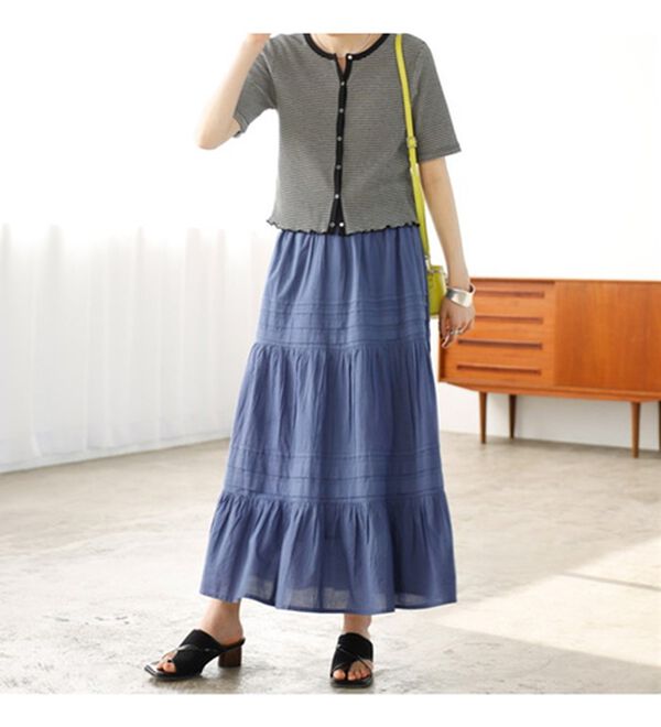 GeeRA（ジーラ）の「タックティアードマキシスカート（ロングスカート）」｜詳細画像