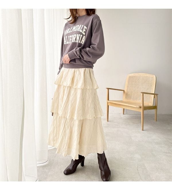 GeeRA（ジーラ）の「ワッシャー素材ティアードスカート（ロングスカート）」｜詳細画像