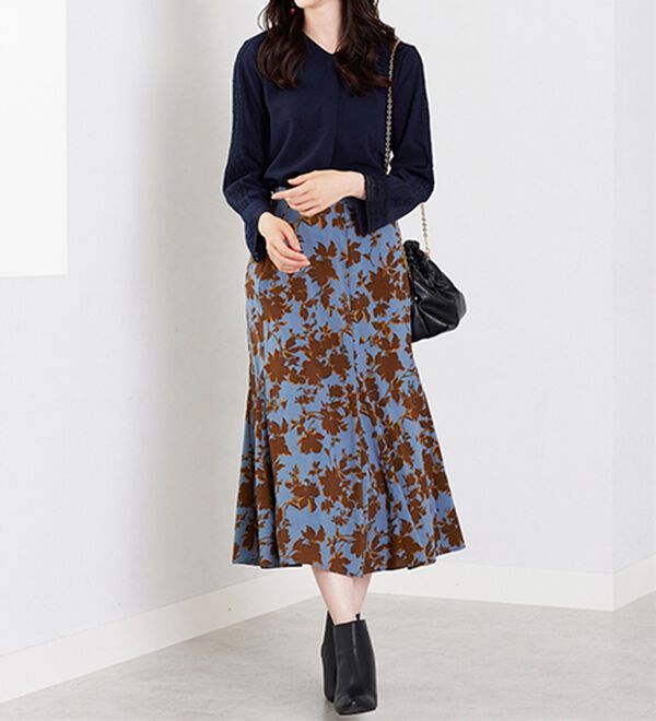 BELLUNA（ベルーナ）の「カットジョーゼット素材レース使いブラウス（カットソー）」｜詳細画像