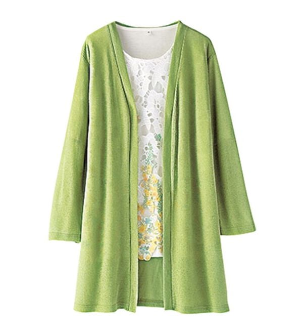 BELLUNA（ベルーナ）の「花柄プリントレースカーディガンアンサンブル（アンサンブル）」｜詳細画像