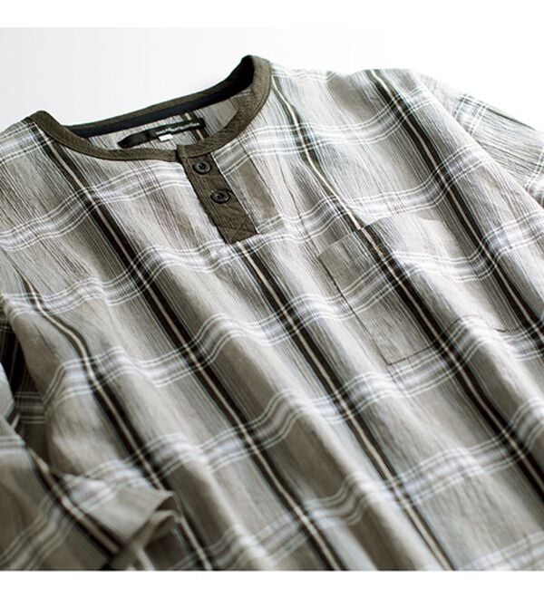 「【２着組】＜マサキ　マツシマ＞綿１００％先染楊柳パジャマ（メンズルームウェア）」｜詳細画像