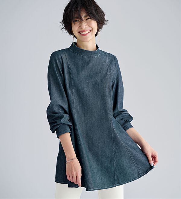 BELLUNA（ベルーナ）の「＜メルティデニム＞フレアーデザインブラウス（ブラウス）」｜詳細画像