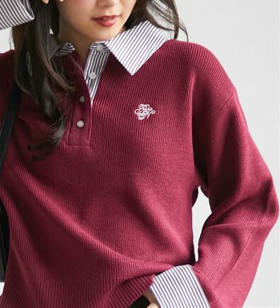 RANAN（ラナン）の「シャツカラードッキングニット（ニット・セーター）」