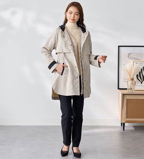 BELLUNA（ベルーナ）の「おしゃれの主役！蓄熱中わたベスト付配色コート（ハーフコート）」｜詳細画像