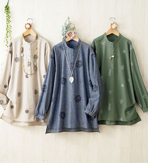 ルフラン（ルフラン）の「【３色組】ゆるパンツに合う刺しゅうブラウス（ブラウス）」｜3色組