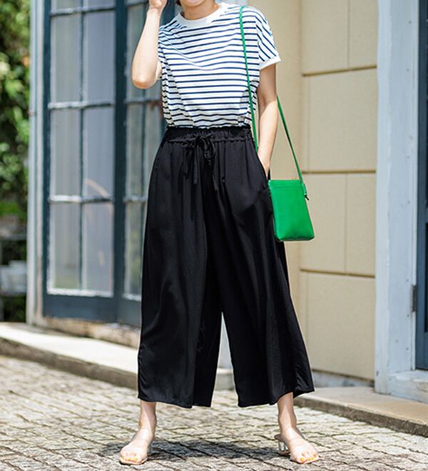 BELLUNA（ベルーナ）の「【接触冷感】レーヨン素材プリントワイドパンツ（ワイドパンツ・ガウチョ）」｜詳細画像