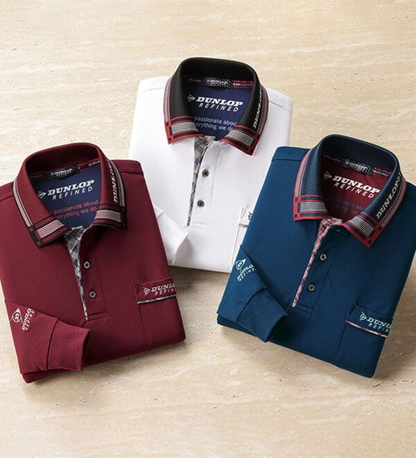 3色組】＜ダンロップ・リファインド＞衿デザインアクティブポロシャツ
