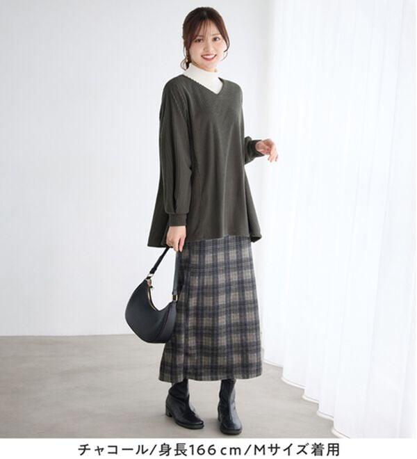 alotta（アロッタ）の「ふんわりリブニットソーＡラインチュニック（チュニック）」｜詳細画像