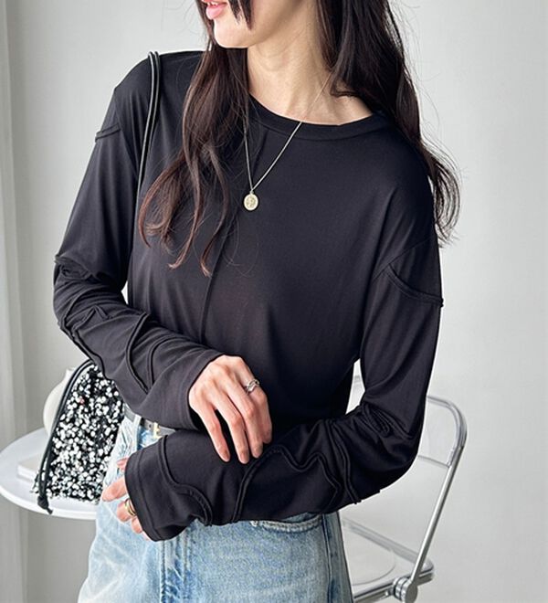 GeeRA（ジーラ）の「コード刺繍スラブシアーカットソー（カットソー）」｜詳細画像