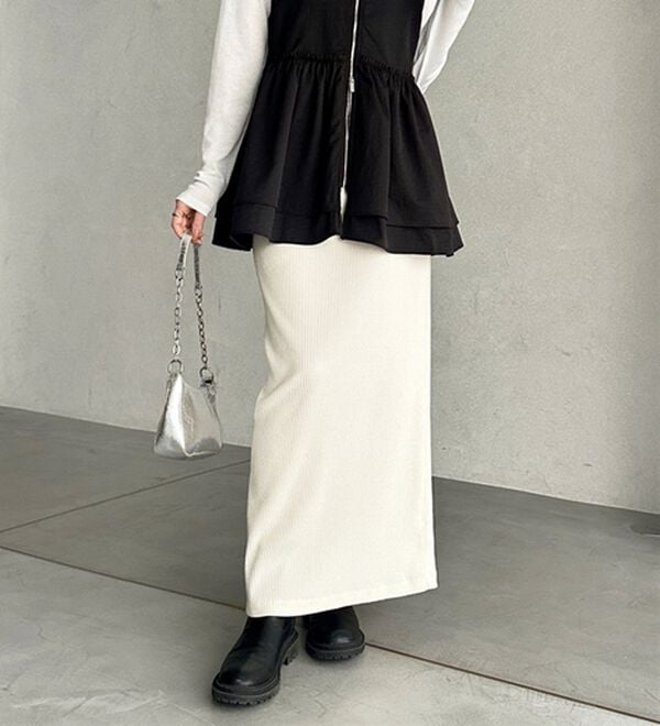 GeeRA（ジーラ）の「【着回し力◎】楽ちんすっきり見え！リブロングスカート（ロングスカート）」｜詳細画像