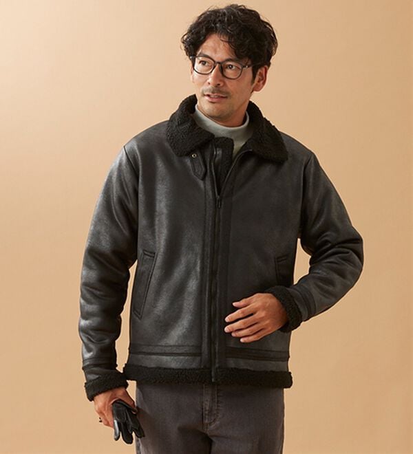 「裏ボアレザー調ジャケット（メンズジャケット）」｜詳細画像