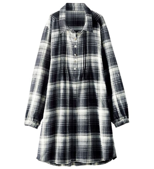 BELLUNA（ベルーナ）の「多ボタン使いチェック柄シャツチュニック（チュニック）」｜詳細画像