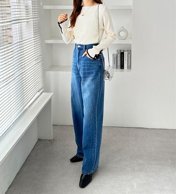 GeeRA（ジーラ）の「袖口ボタン配色ボートネックリブニット（ニット・セーター）」｜詳細画像