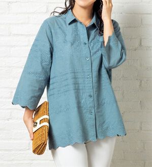 ルフラン（ルフラン）の「贅沢刺しゅうの上品ブラウス（ブラウス）」｜サックス