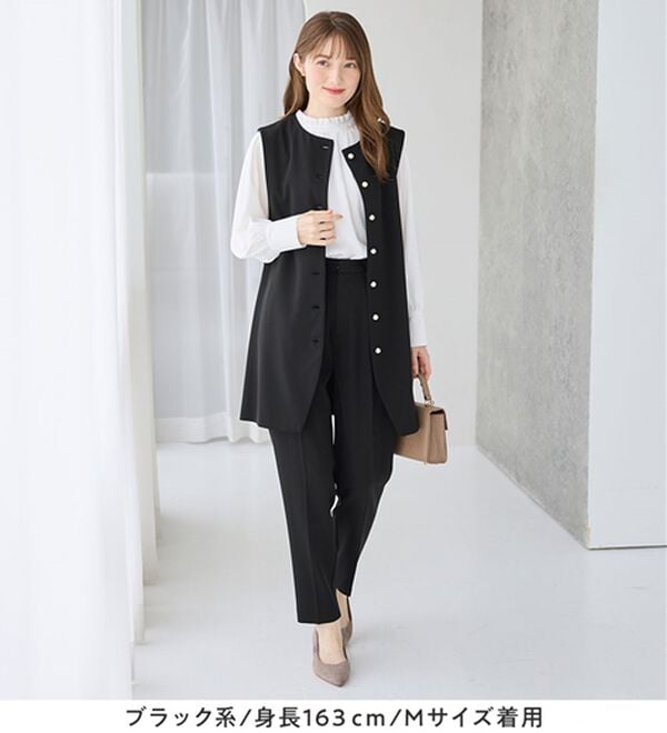 alotta（アロッタ）の「【ブラウス付き３点セット】洗える！美ラインジレセットスーツ（パンツスーツ）」｜詳細画像