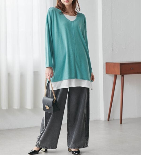 RANAN（ラナン）の「レイヤード風ニットソーチュニック（チュニック）」｜詳細画像